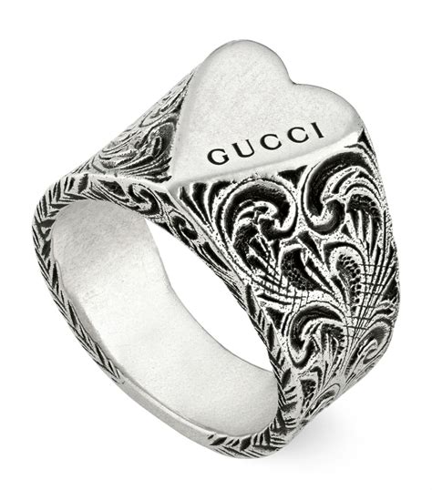 gucci diamantissima sterling silver ring|heart ring with gucci trademark.